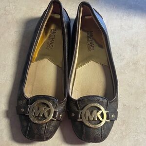 Michael Kors Dark Brown Loafers with Gold Logo